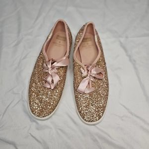 Keds Women's Champion Kate Spade Rose Gold Glitter Sneaker, Size 8